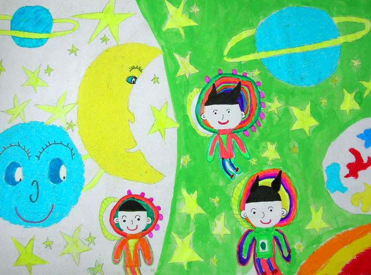 儿童科幻画——宇宙乐园 夏雨帆画 江阴市英桥国际学校 王萍老师辅导