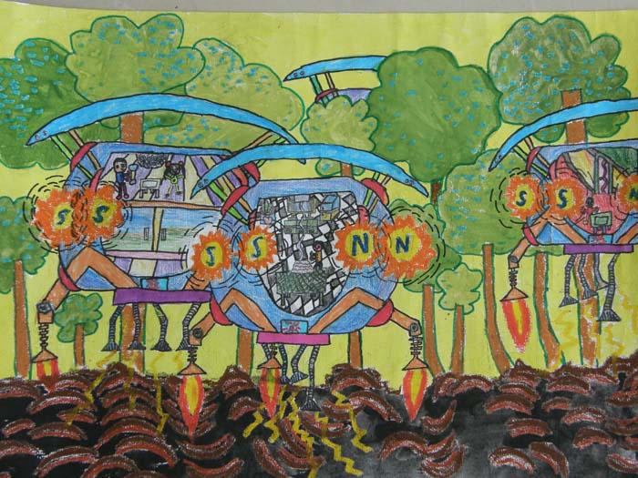 儿童科幻画——磁力防震屋-王周元 宝鸡实验小学 周建军老师辅导