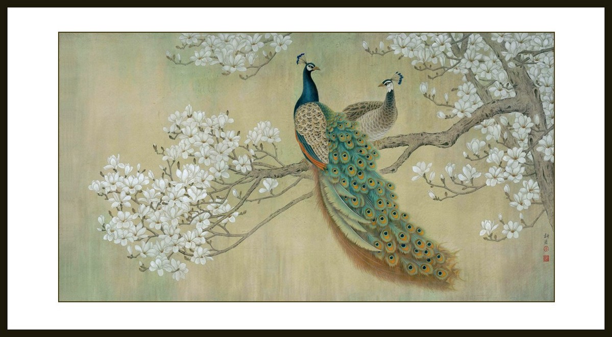 横幅工笔花鸟国画工笔花鸟仿名家横工笔花鸟24*44花鸟横幅  作品编号