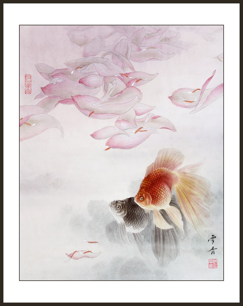 rg0008-mj1766-竖幅龚雪青工笔花鸟国画工笔花鸟竖仿名家36*45工笔