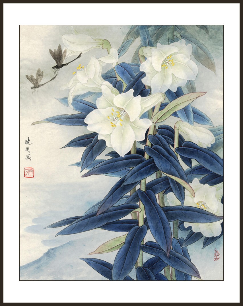 rg0008-mj1821-竖幅李晓明工笔花鸟国画工笔花鸟竖仿*