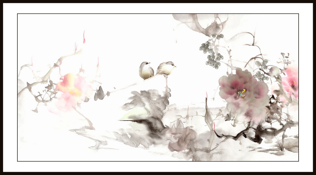 rg0018-983-国画写意花鸟三尺横三尺花鸟国画三尺写意