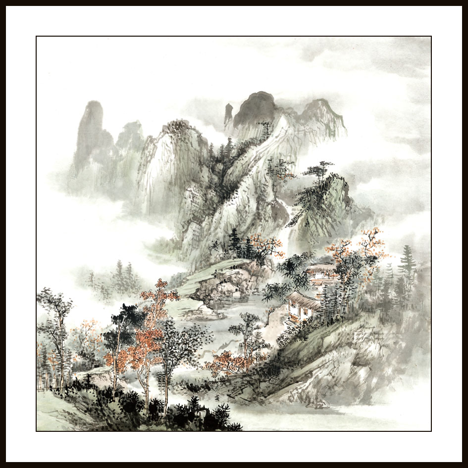 rg0006-191-国画写意山水斗方30*30山水写意斗方国画