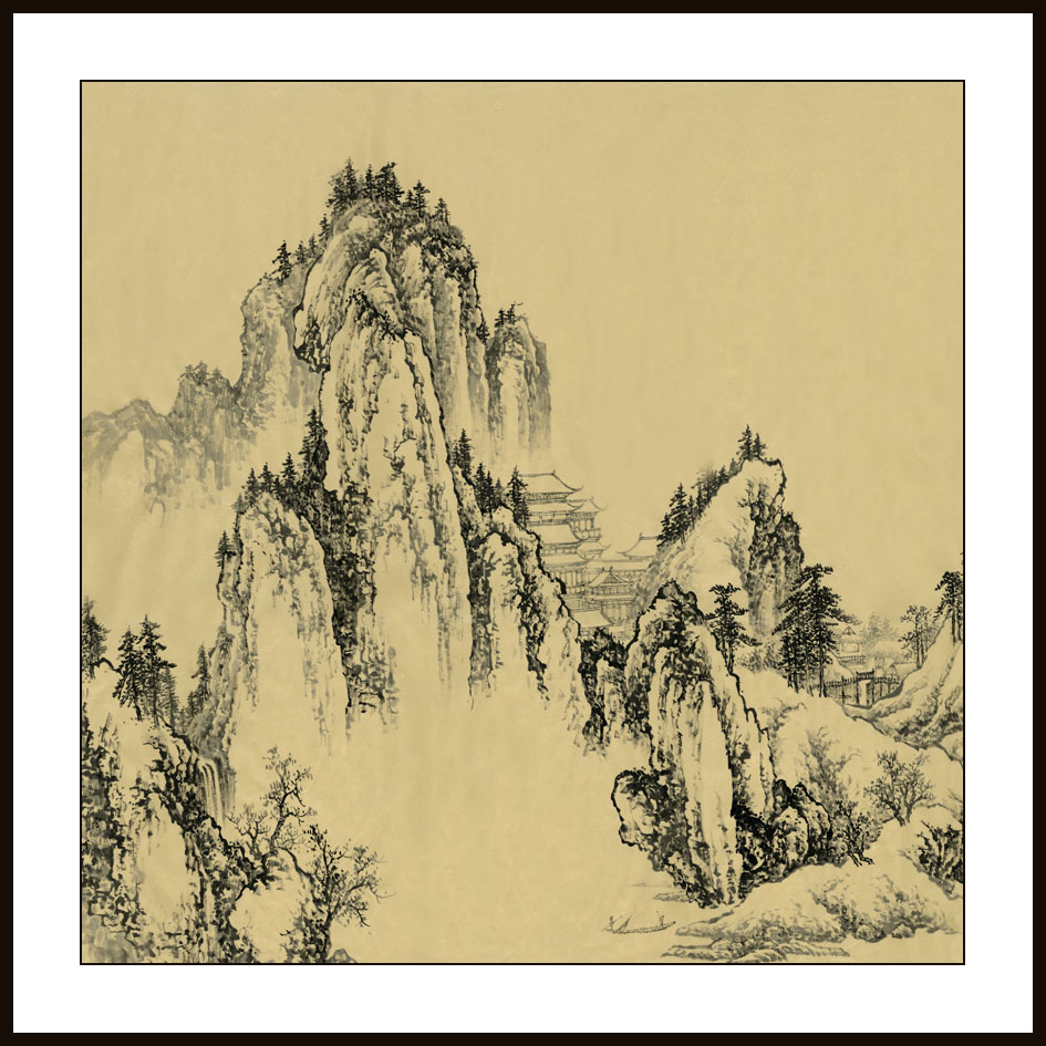 rg0006-236-国画工笔山水斗方30*30山水写意斗方国画