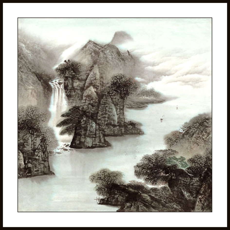 rg0010-067-国画写意山水斗方50*50山水写意斗方国画