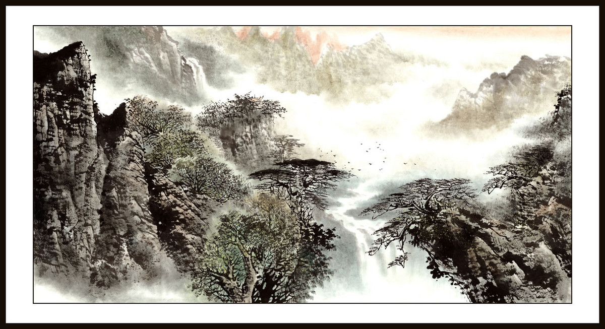 rg0018-145-横幅国画写意山水三尺横三尺写意山水国画三尺写意山水横