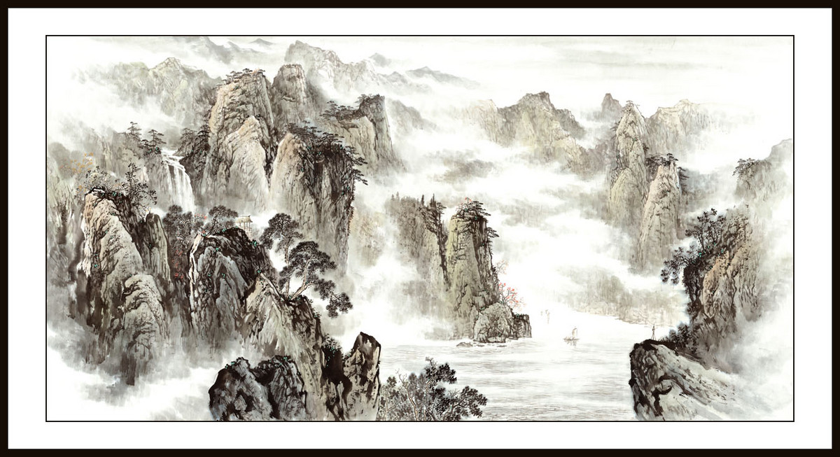 rg0018-439-横幅国画写意山水三尺横三尺写意山水国画三尺写意山水横