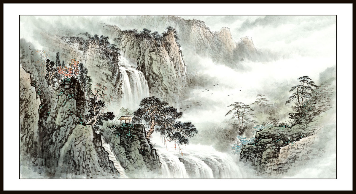 rg0018-645-横幅国画写意山水三尺横三尺写意山水国画三尺写意山水横