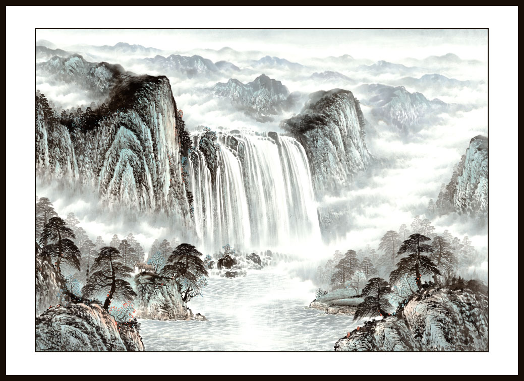 rg0013-442-横幅写意山水国画写意山水四尺开三横四尺开三山水国画