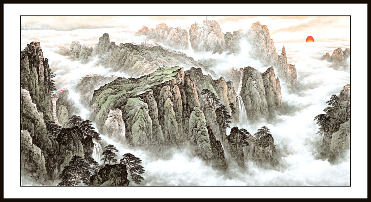 rg0018-2194-横幅国画写意山水三尺横三尺写意山水国画三尺写意山水横