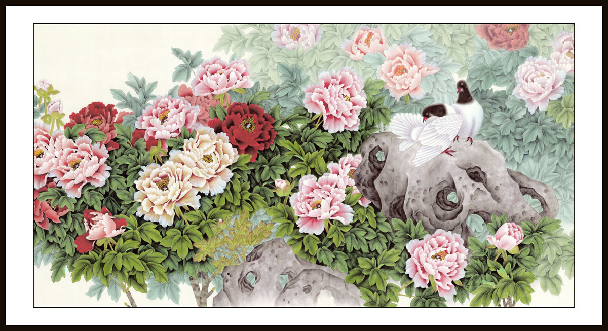 rg0035-1708-国画工笔花鸟四尺横四尺花鸟国画四尺工笔花鸟横