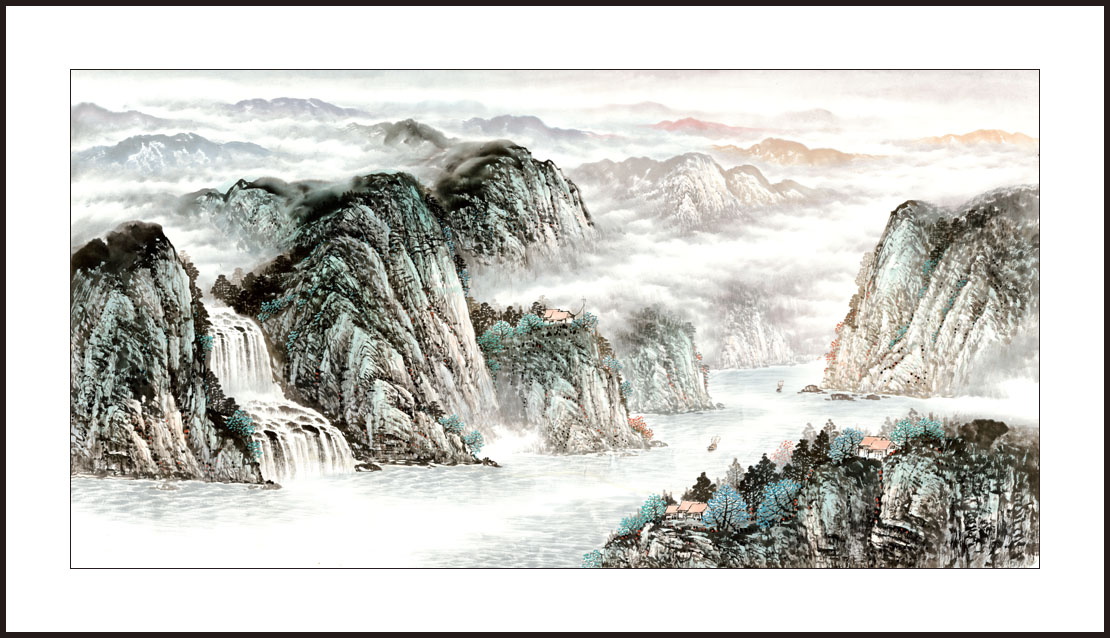 rg0055-443-横幅写意山水国画写意山水六尺横六尺山水国画写意山水