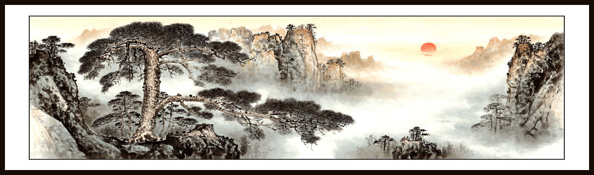 720-横幅国画写意山水写意四尺对开横山水国画四尺对开写意山水横幅